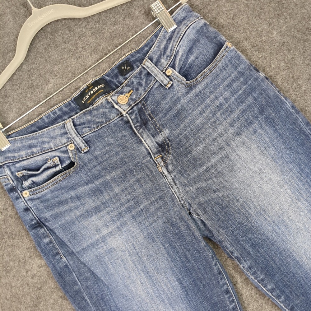 Lucky Brand Lolita Skinny Jeans Womens 8/29 Medium Wash Frayed Raw Hem Denim